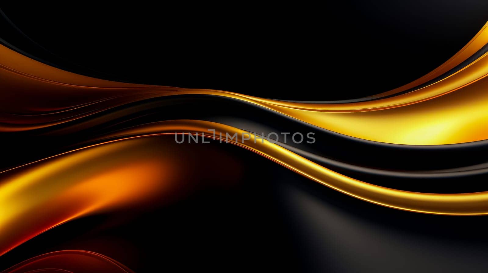 Beautiful luxury 3D modern abstract neon black and gold background composed of waves with light digital effect. by Alla_Yurtayeva