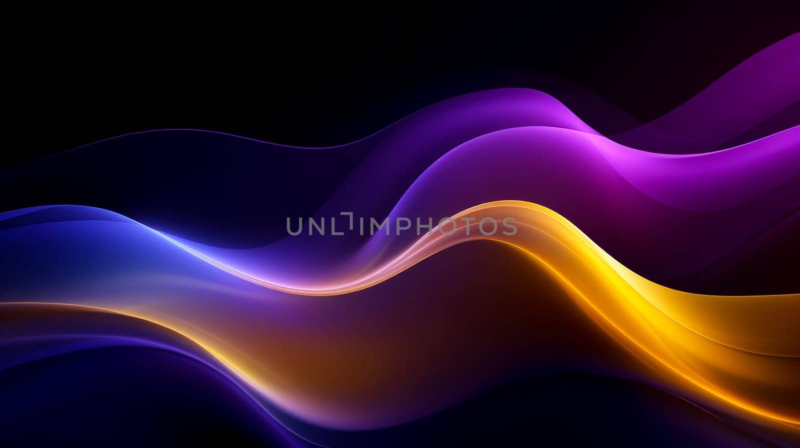 Beautiful luxury 3D modern abstract neon red purple yellow background composed of waves with light digital effect in futuristic style. by Alla_Yurtayeva