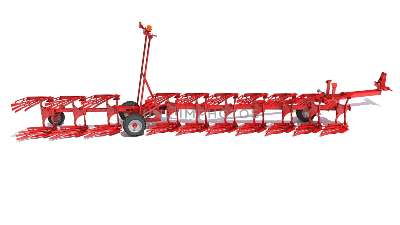 Semi Mounted Plough farm equipment 3D rendering on white background by 3DHorse