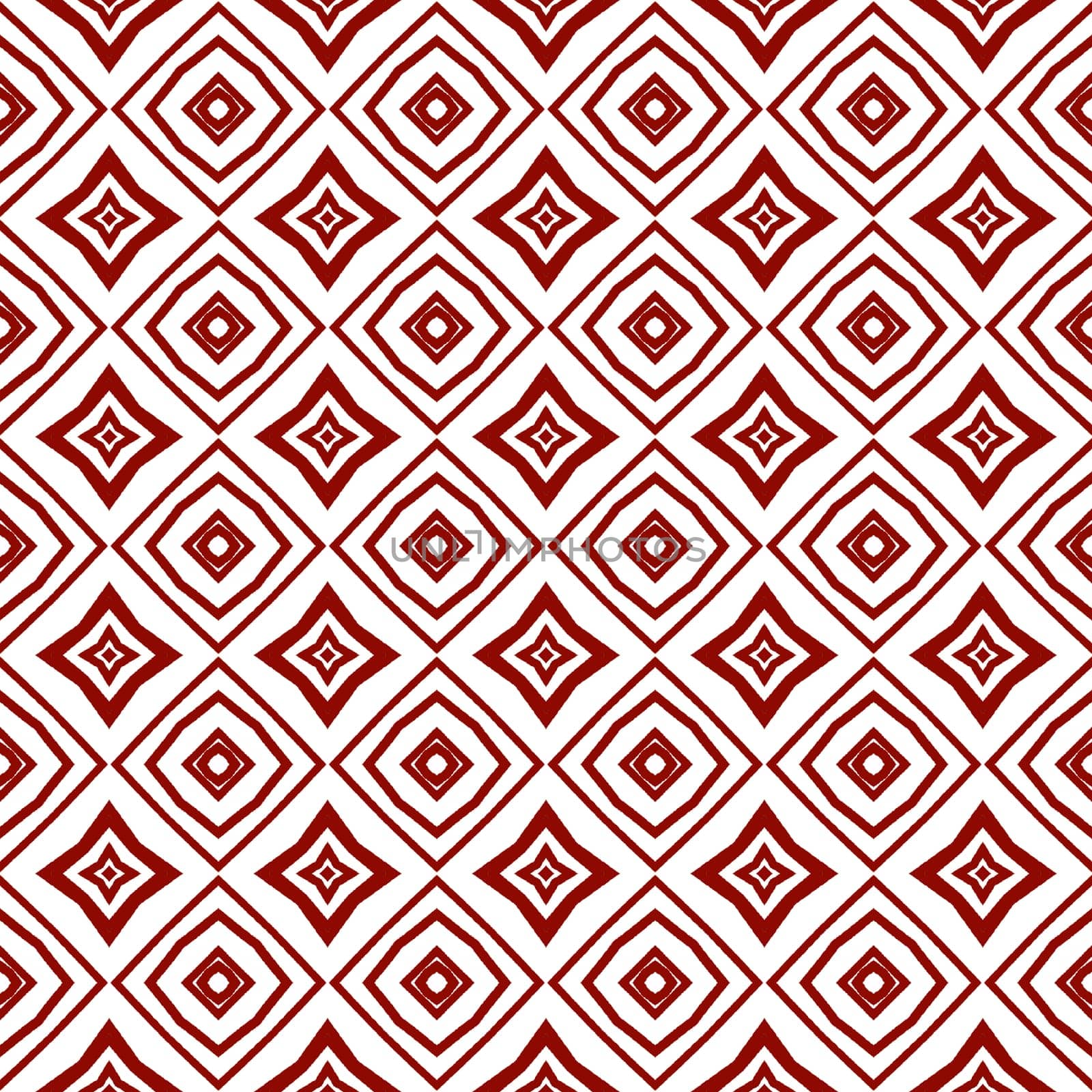 Ethnic hand painted pattern. Maroon symmetrical kaleidoscope background. Textile ready beautiful print, swimwear fabric, wallpaper, wrapping. Summer dress ethnic hand painted tile.