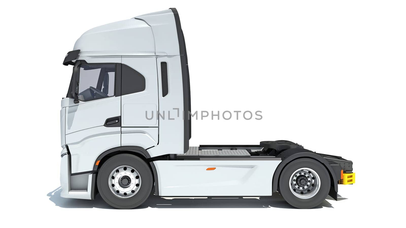 Semi Truck 3D rendering on white background by 3DHorse