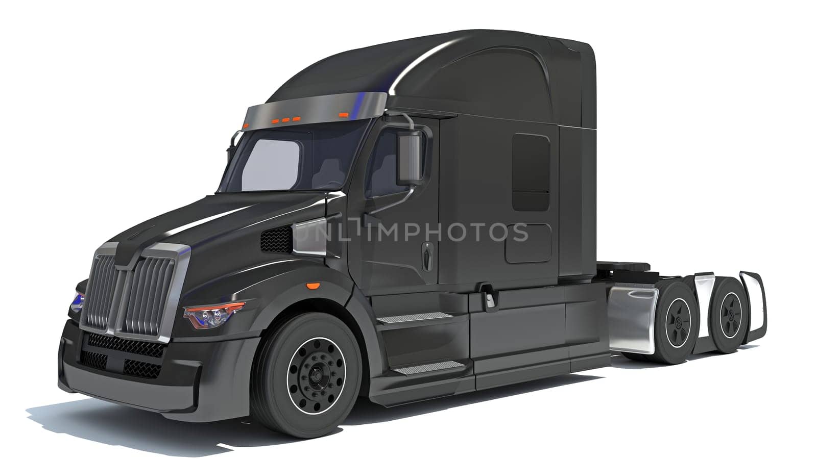 Semi Truck 3D rendering on white background by 3DHorse