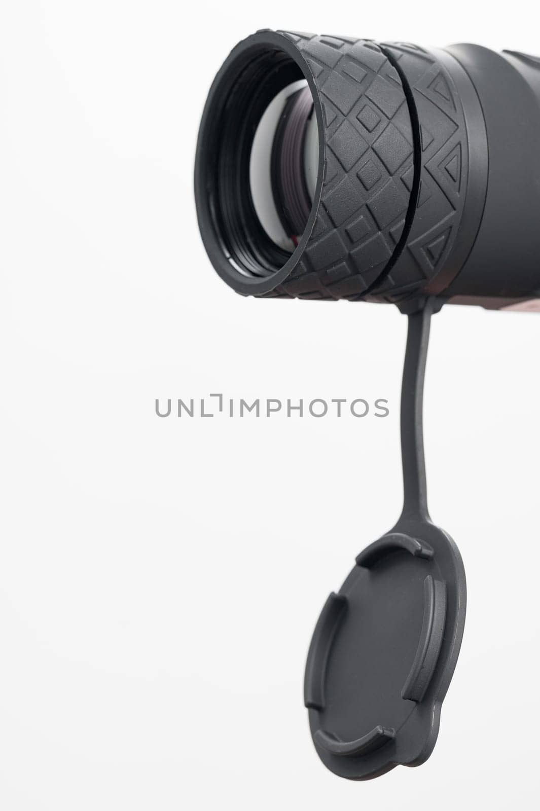 Monocular on a tripod isolated on a white background, monocular for military action.