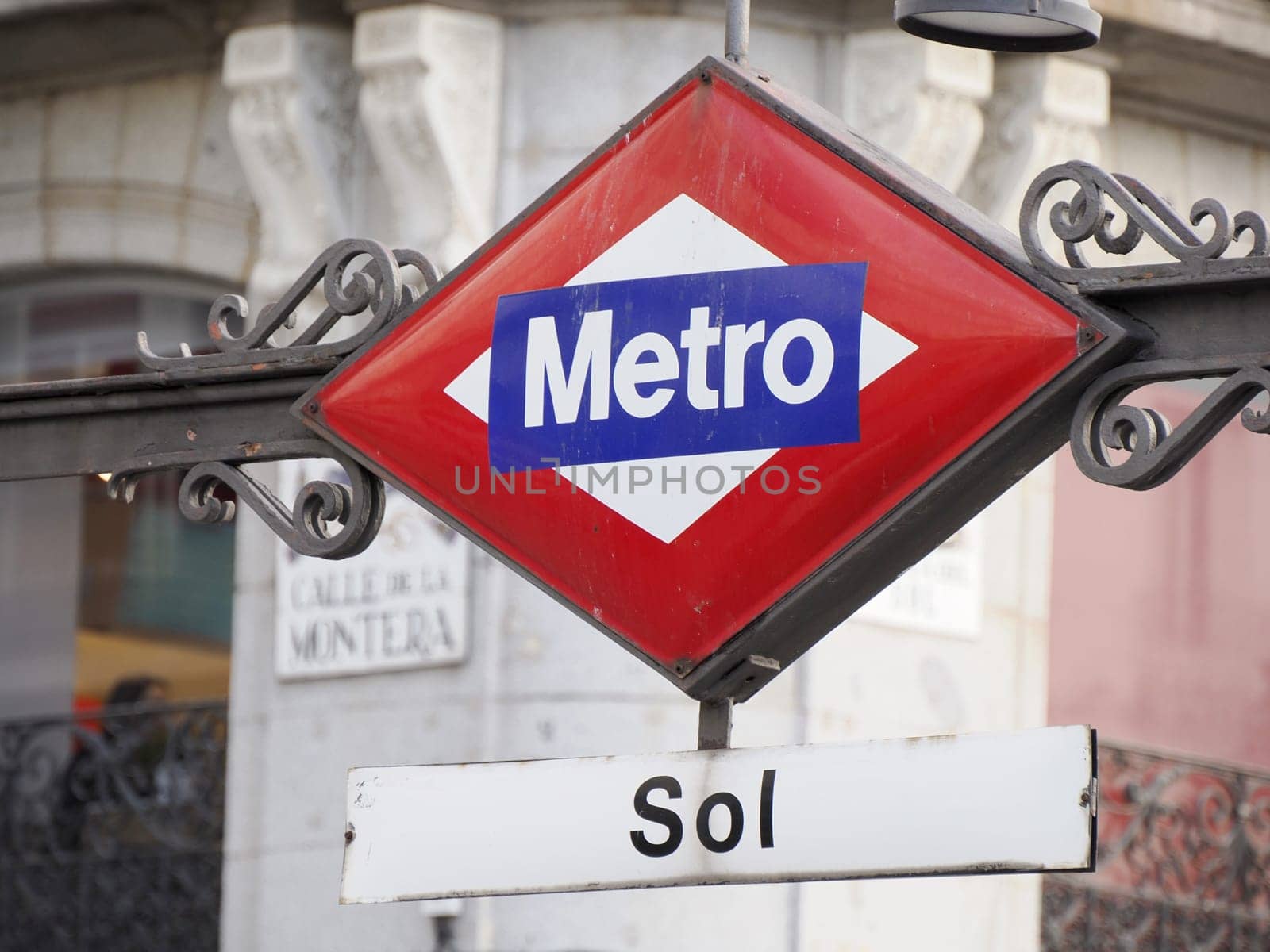 Sol Metro Station Sign in Madrid Spain detail