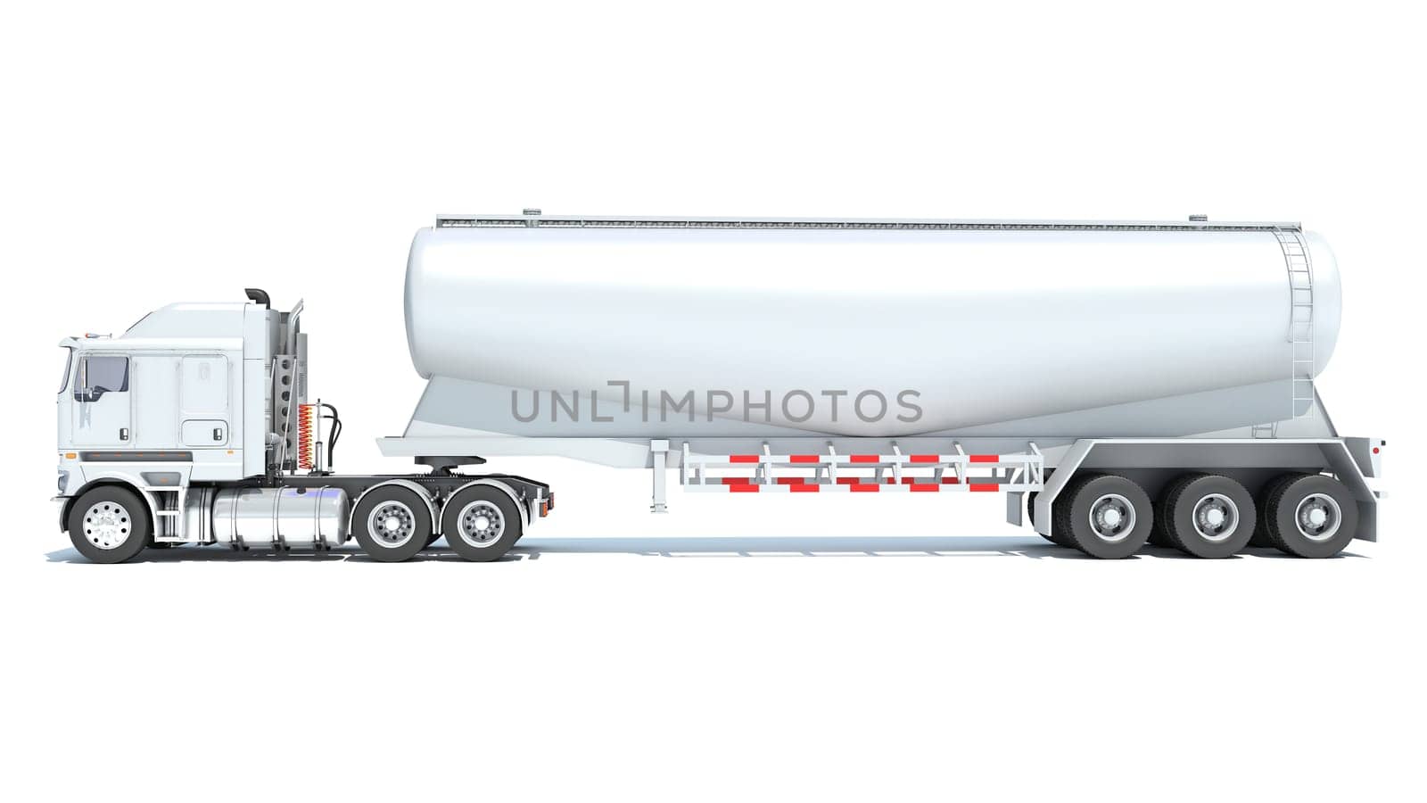 Truck with Tank Trailer 3D rendering on white background by 3DHorse