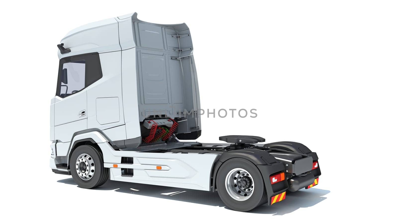 Semi Truck 3D rendering on white background by 3DHorse