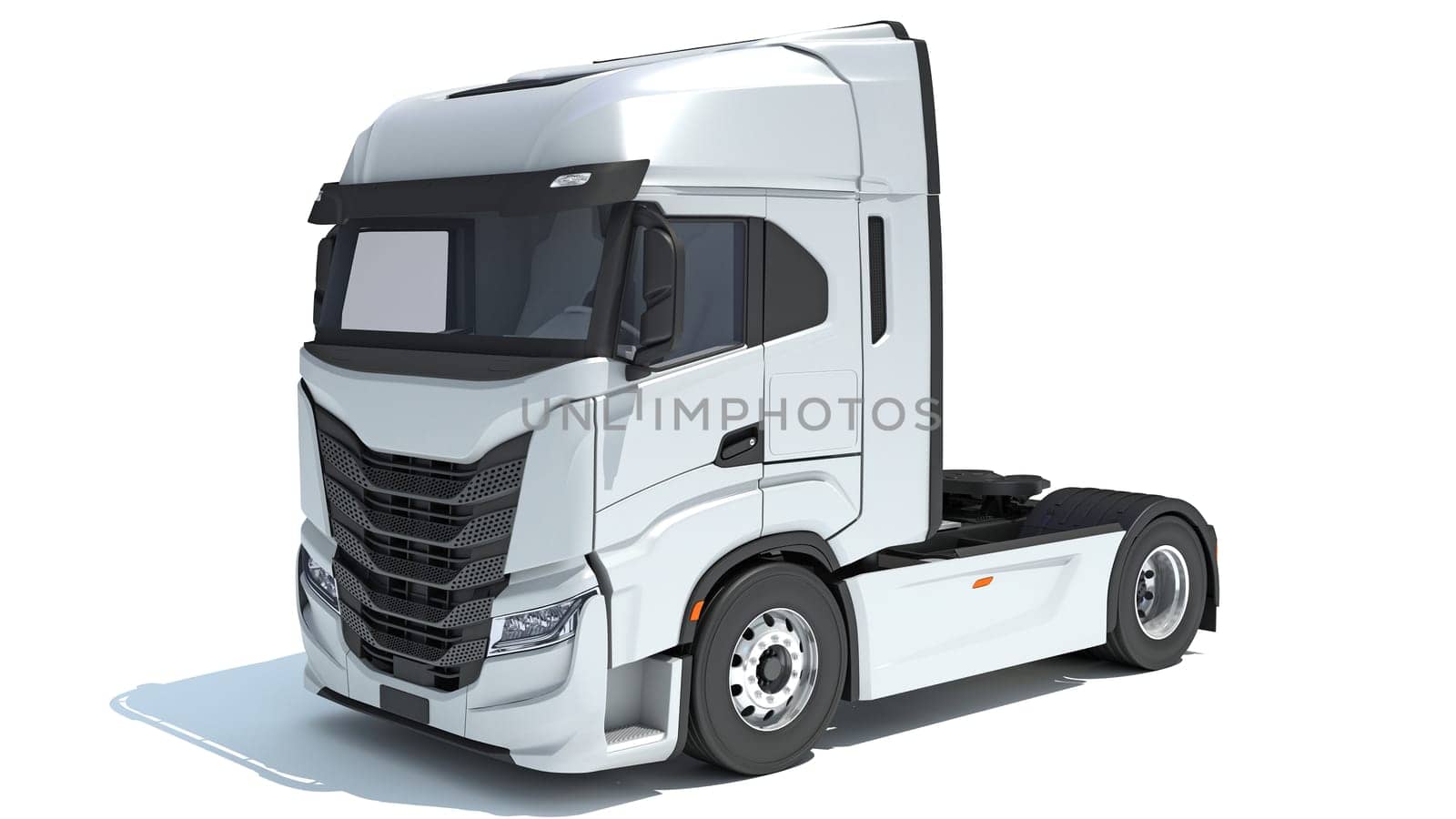 Semi Truck 3D rendering on white background by 3DHorse