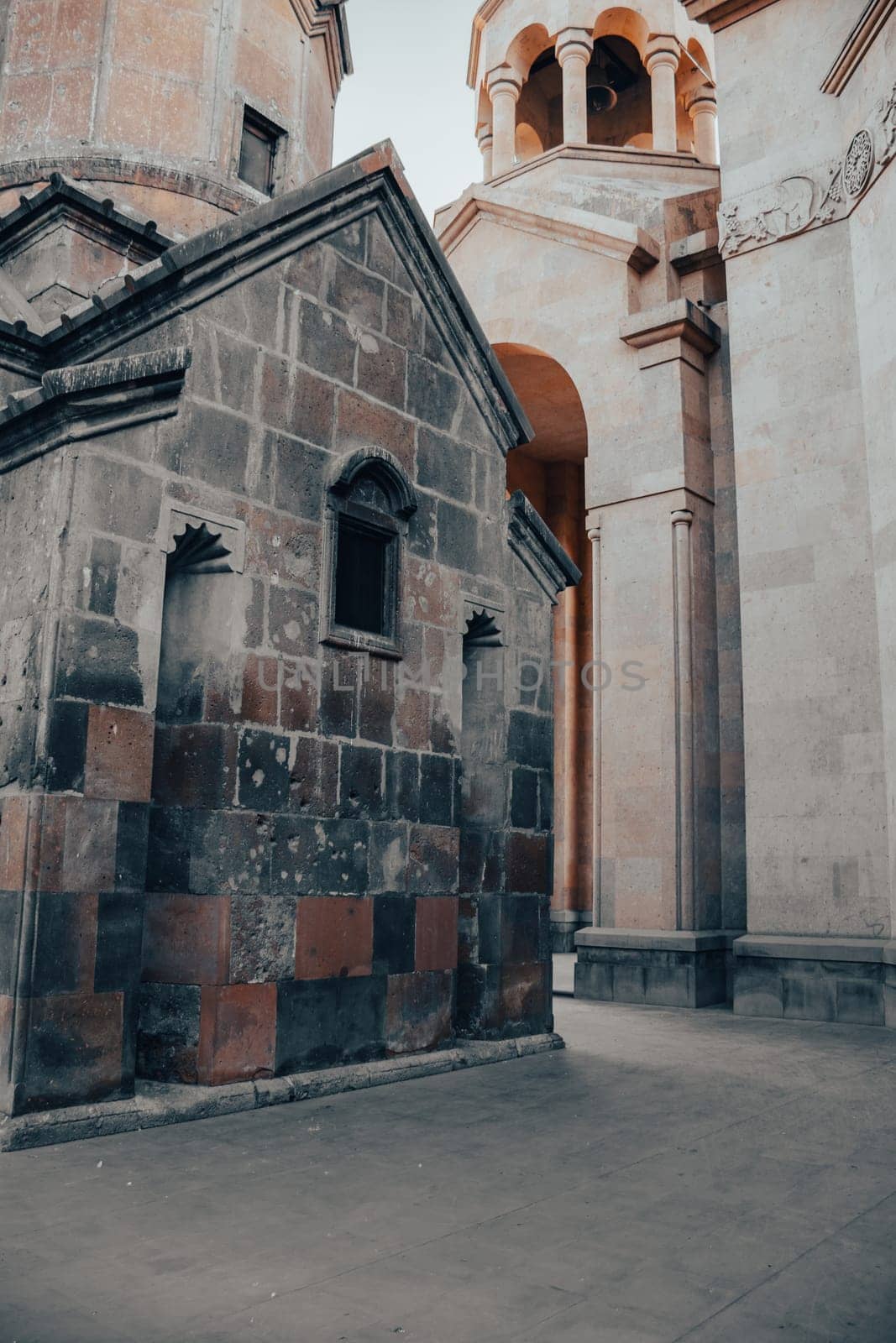 Old ancient church walls with spires cityscape concept photo. by _Nataly_Nati_