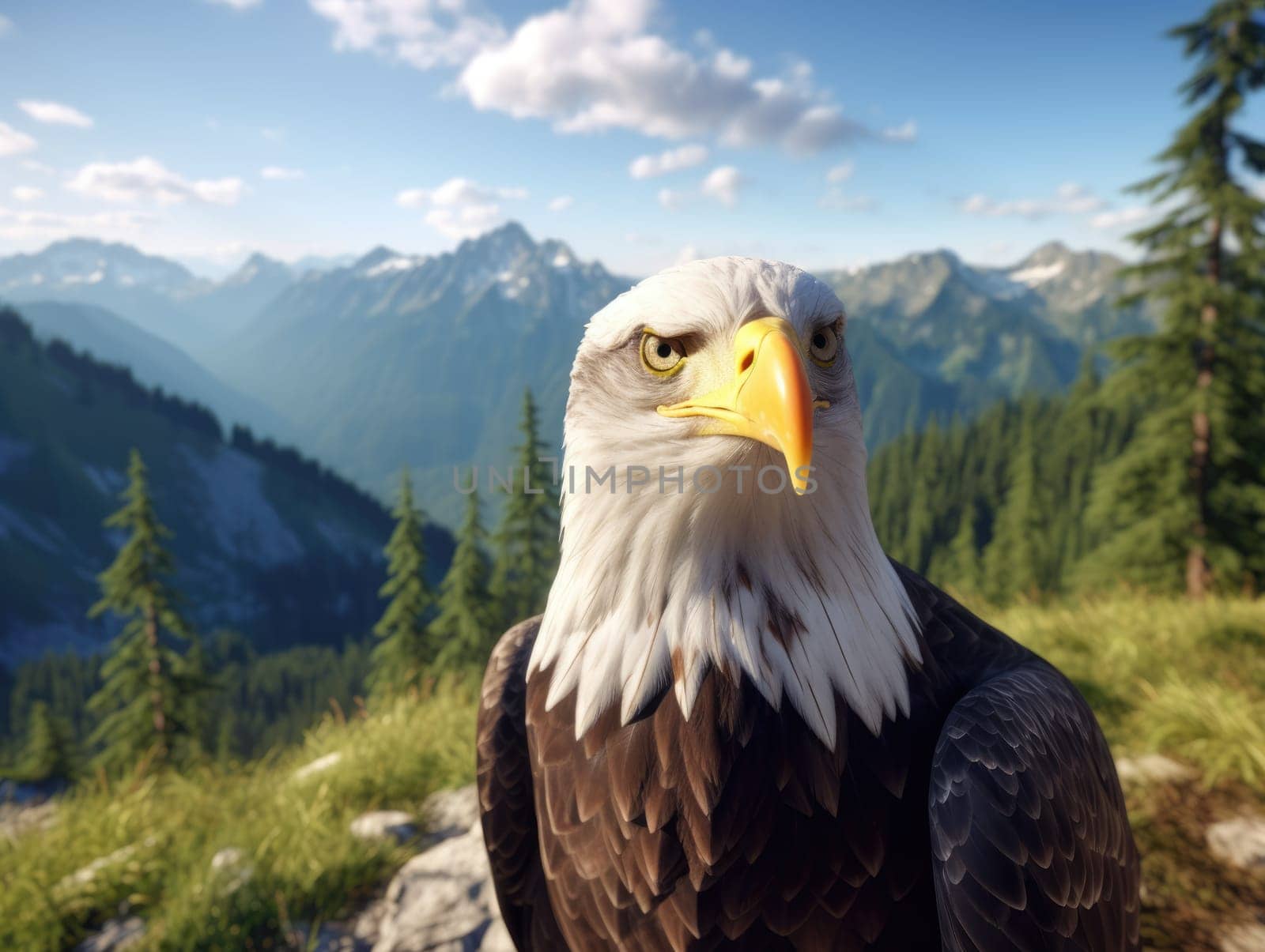 American bald eagle in the nature background by palinchak