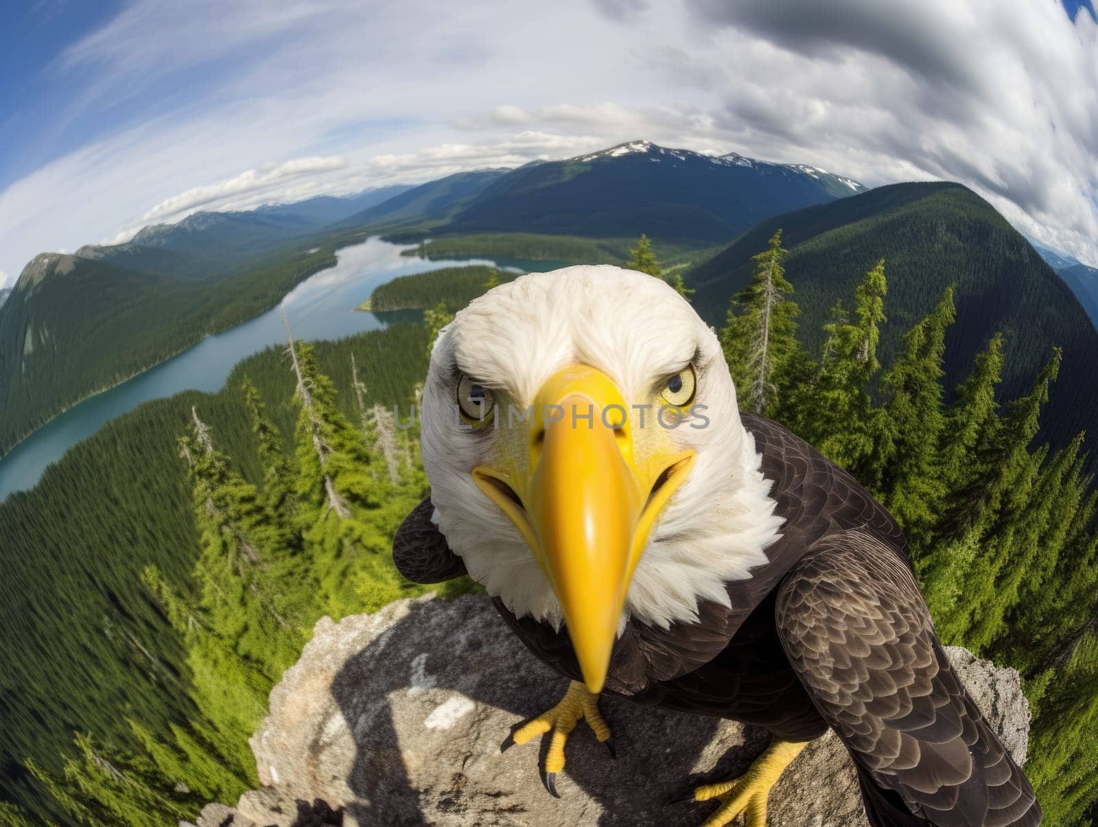 American bald eagle in the nature background by palinchak