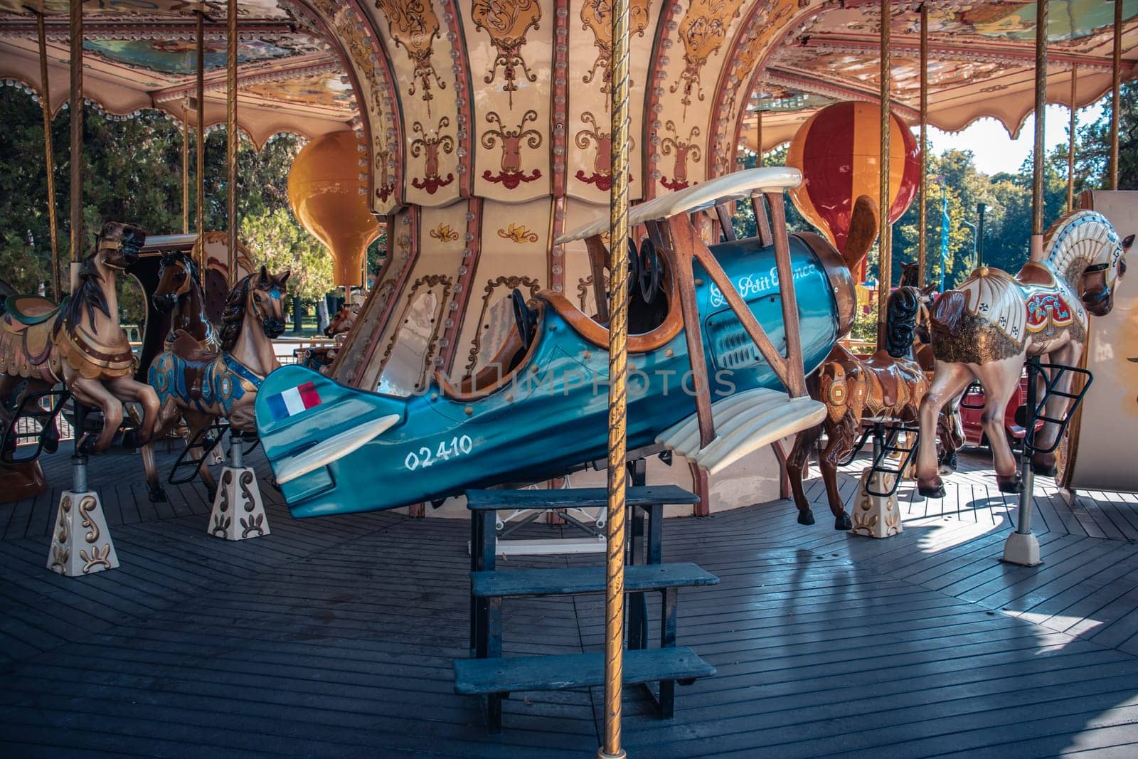 Amusement park plane on a carousel concept photo. Front view photography by _Nataly_Nati_