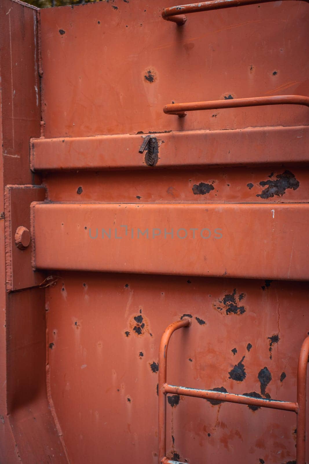 Close up industrial red containers box concept photo. Cargo freight ship for import export image. by _Nataly_Nati_