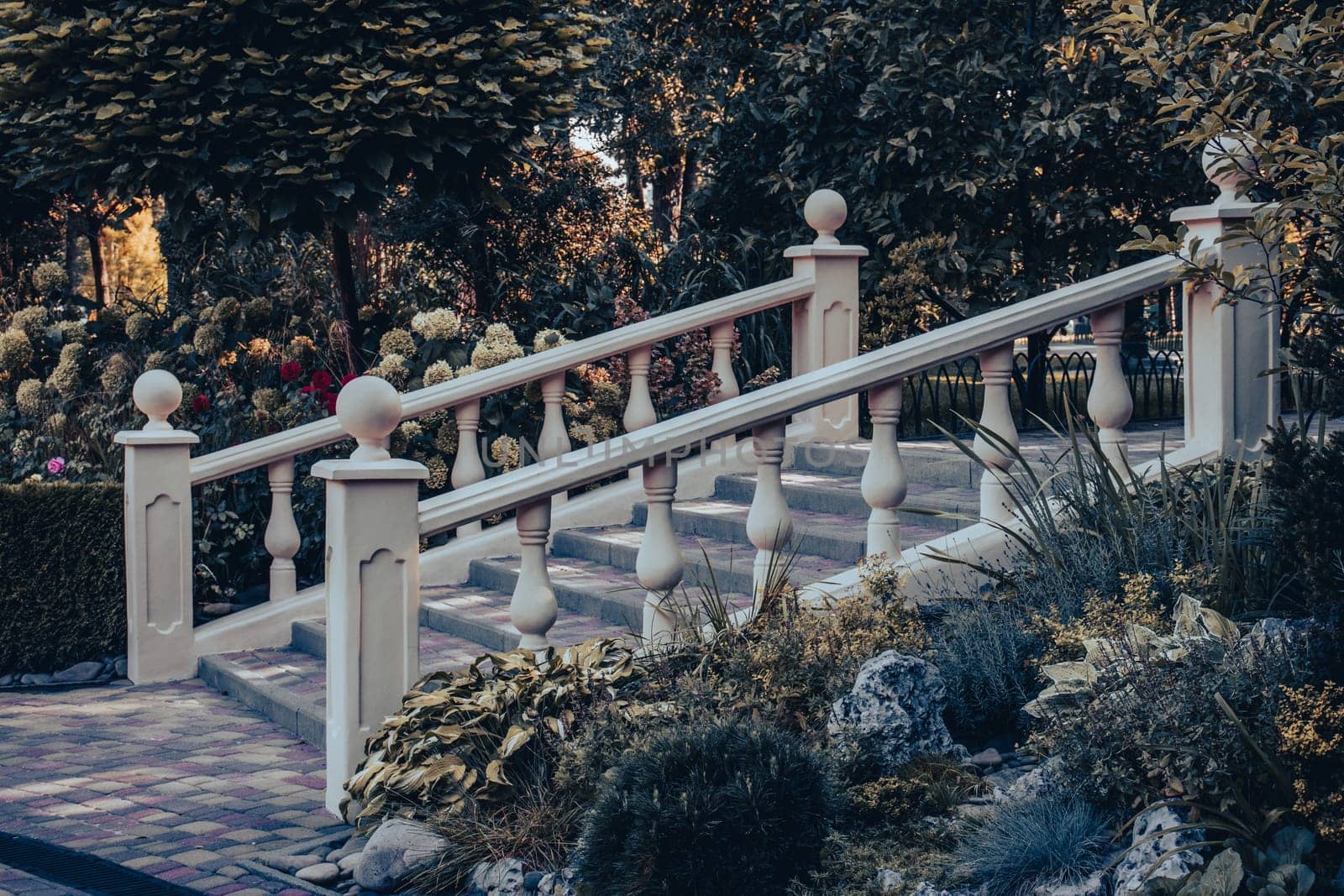 Staircase in the park, marble railings side view concept photo by _Nataly_Nati_