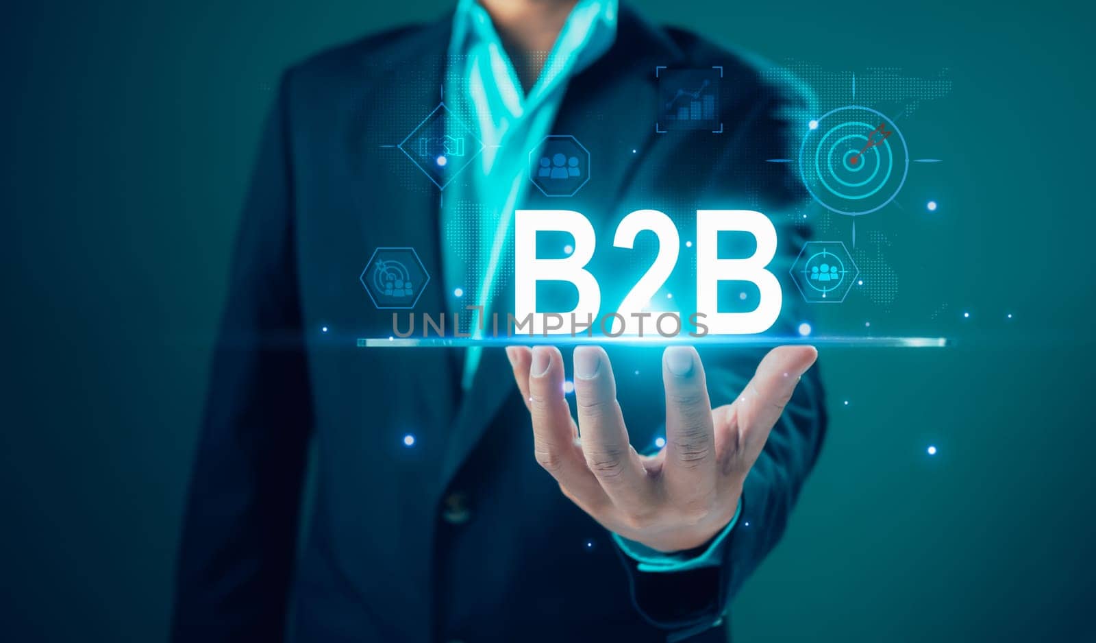 B2B marketing concept, business to business, e-commerce, professional business and commerce collaboration, Technology digital Marketing, Business action plan Strategy, internet online marketing.