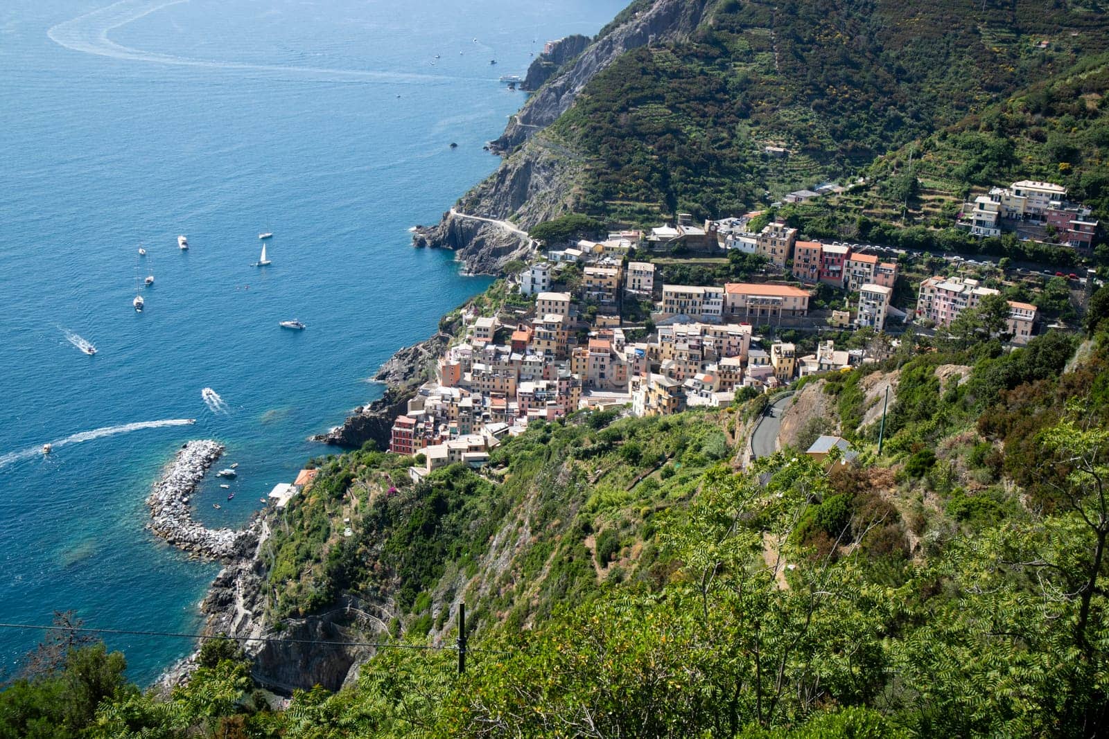 Panoramic view of the town of Riomaggiore Liguria  by fotografiche.eu