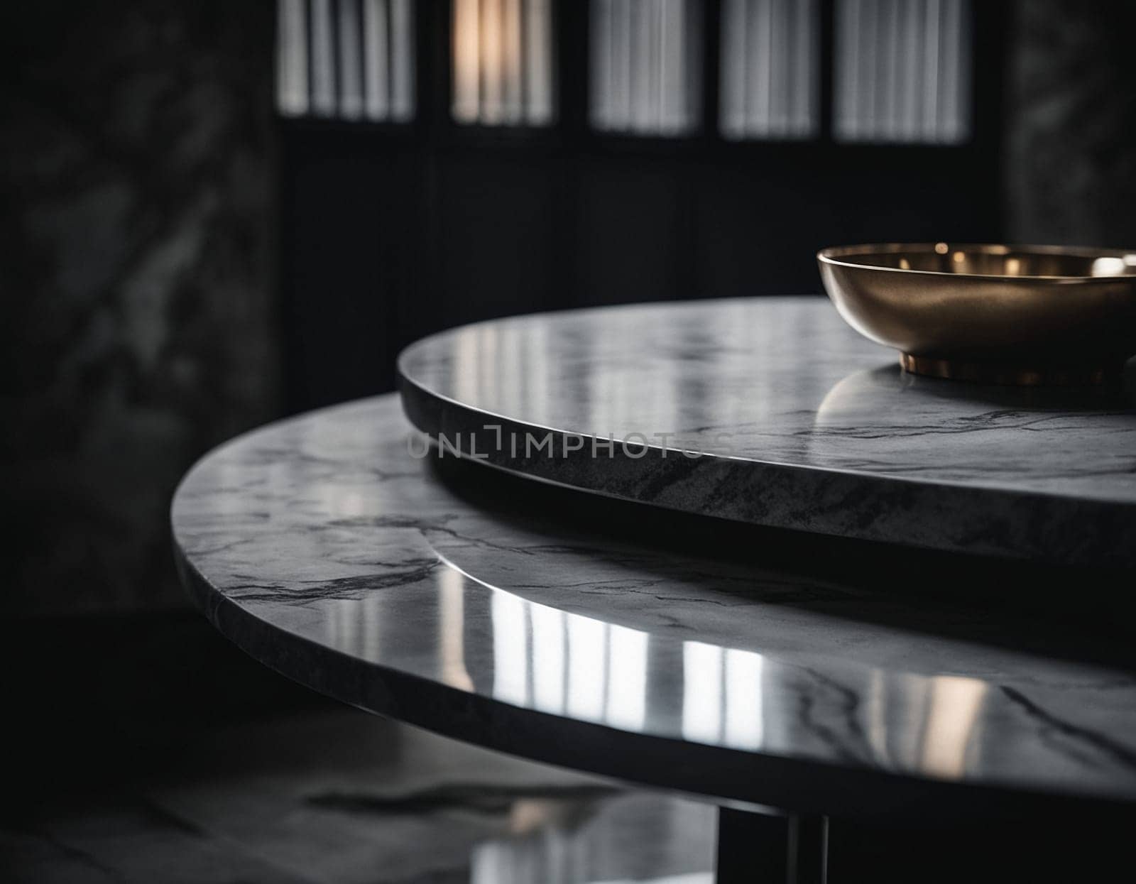 Professional interior design with expensive black marble and granite. Excellent background for presentation and product by NeuroSky