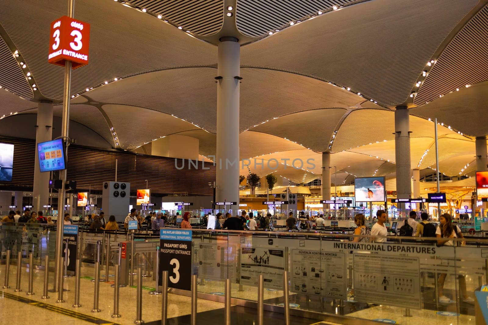 TURKEY, ISTANBUL, 9 AUGUST, 2022: Modern Istanbul International airport interior, Istanbul. Turkey