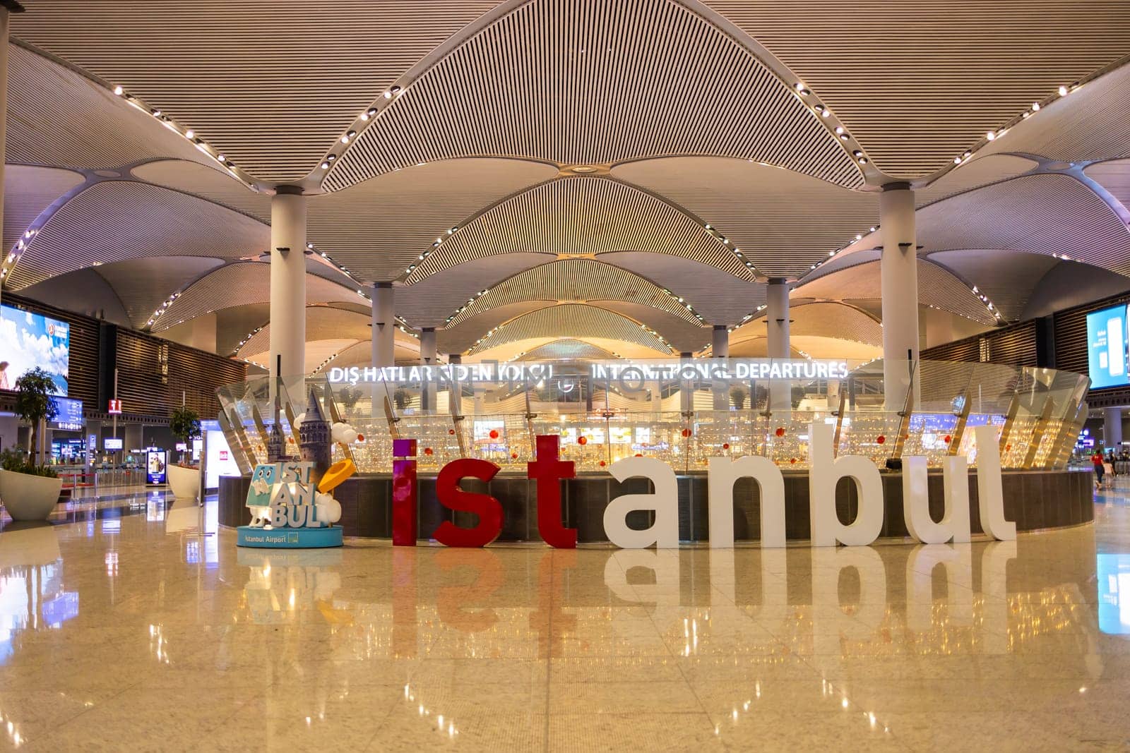 TURKEY, ISTANBUL, 9 AUGUST, 2022: Modern Istanbul International airport interior, Istanbul. Turkey by Satura86