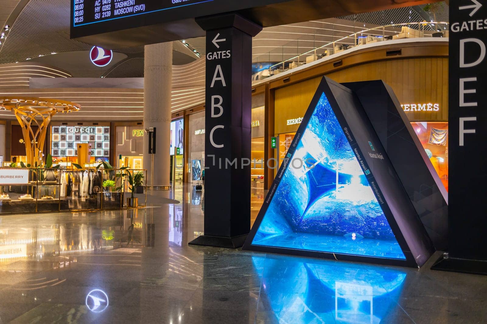 TURKEY, ISTANBUL, 9 AUGUST, 2022: Modern Istanbul International airport interior, Istanbul. Turkey