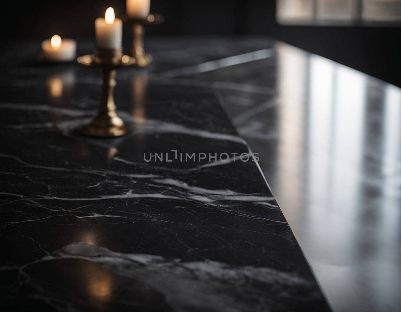 Professional interior design with expensive black marble and granite. Excellent background for presentation and product. High quality illustration