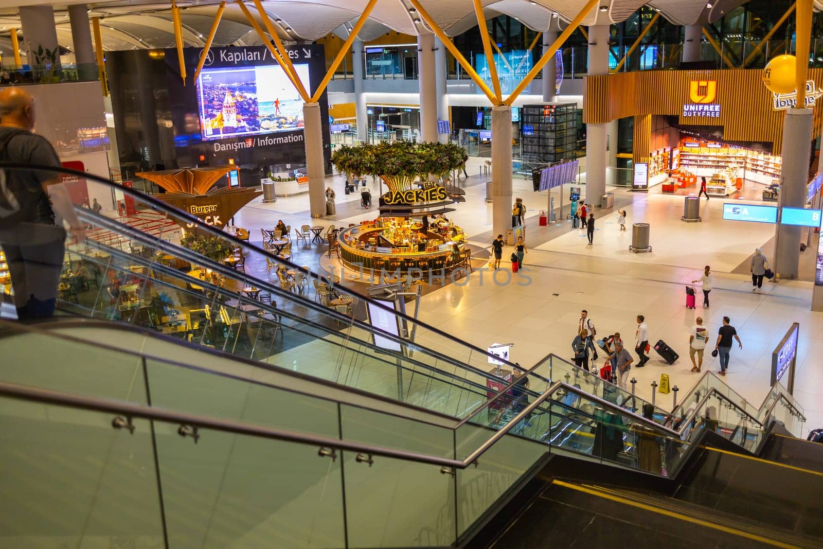 TURKEY, ISTANBUL, 9 AUGUST, 2022: Modern Istanbul International airport interior, Istanbul. Turkey