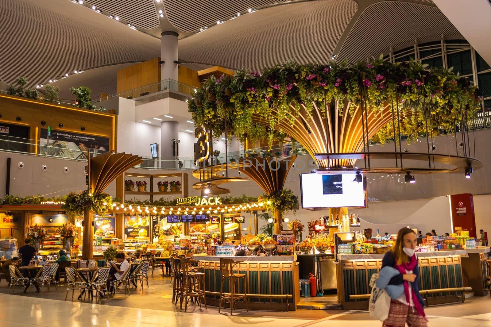 TURKEY, ISTANBUL, 9 AUGUST, 2022: Modern Istanbul International airport interior, Istanbul. Turkey by Satura86