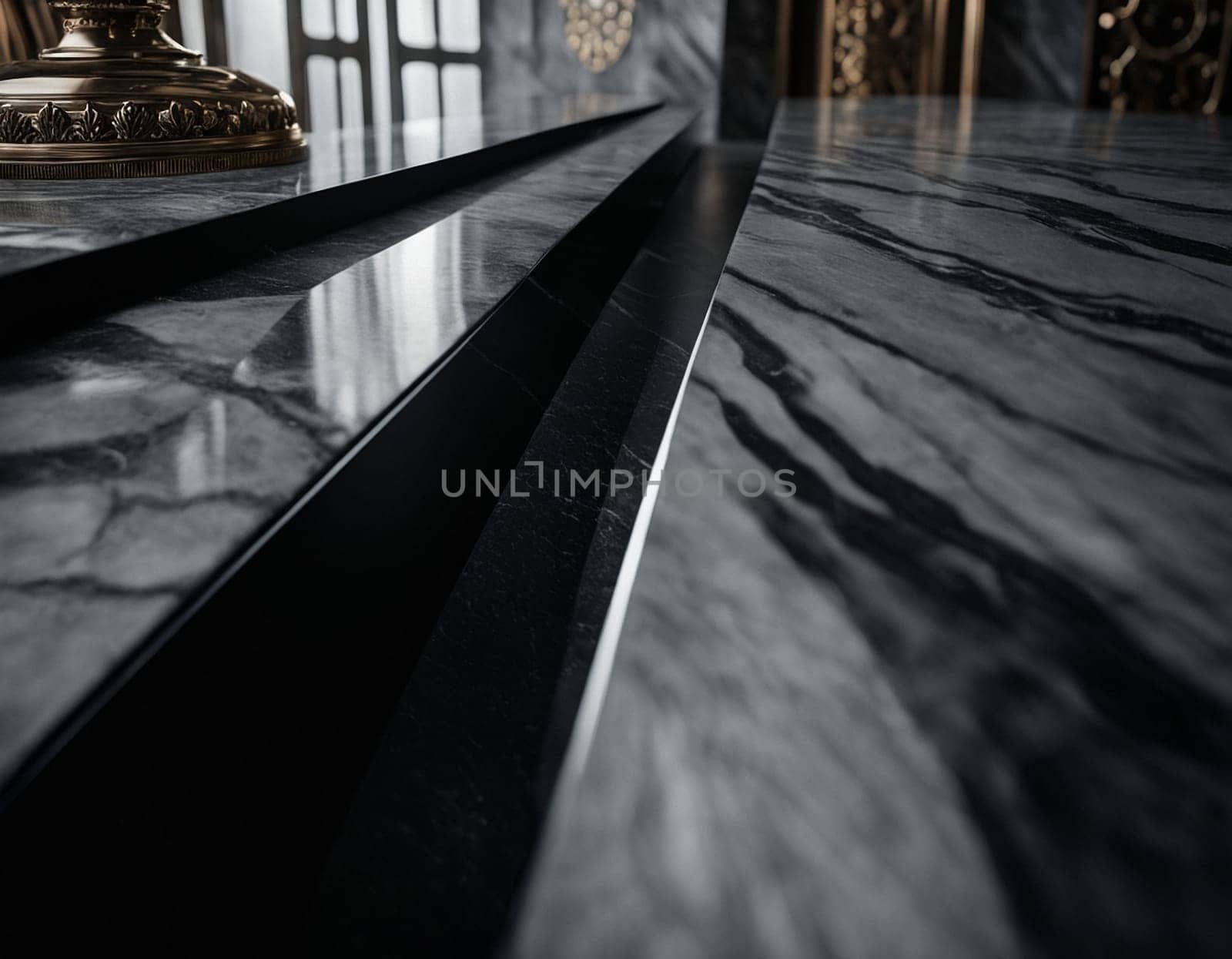 Professional interior design with expensive black marble and granite. Excellent background for presentation and product by NeuroSky
