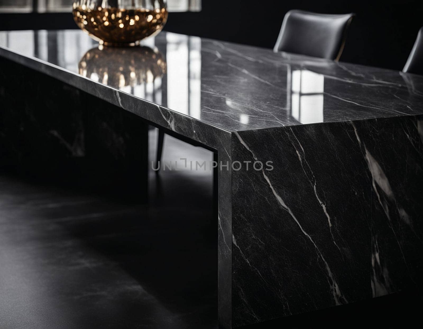 Professional interior design with expensive black marble and granite. Excellent background for presentation and product by NeuroSky