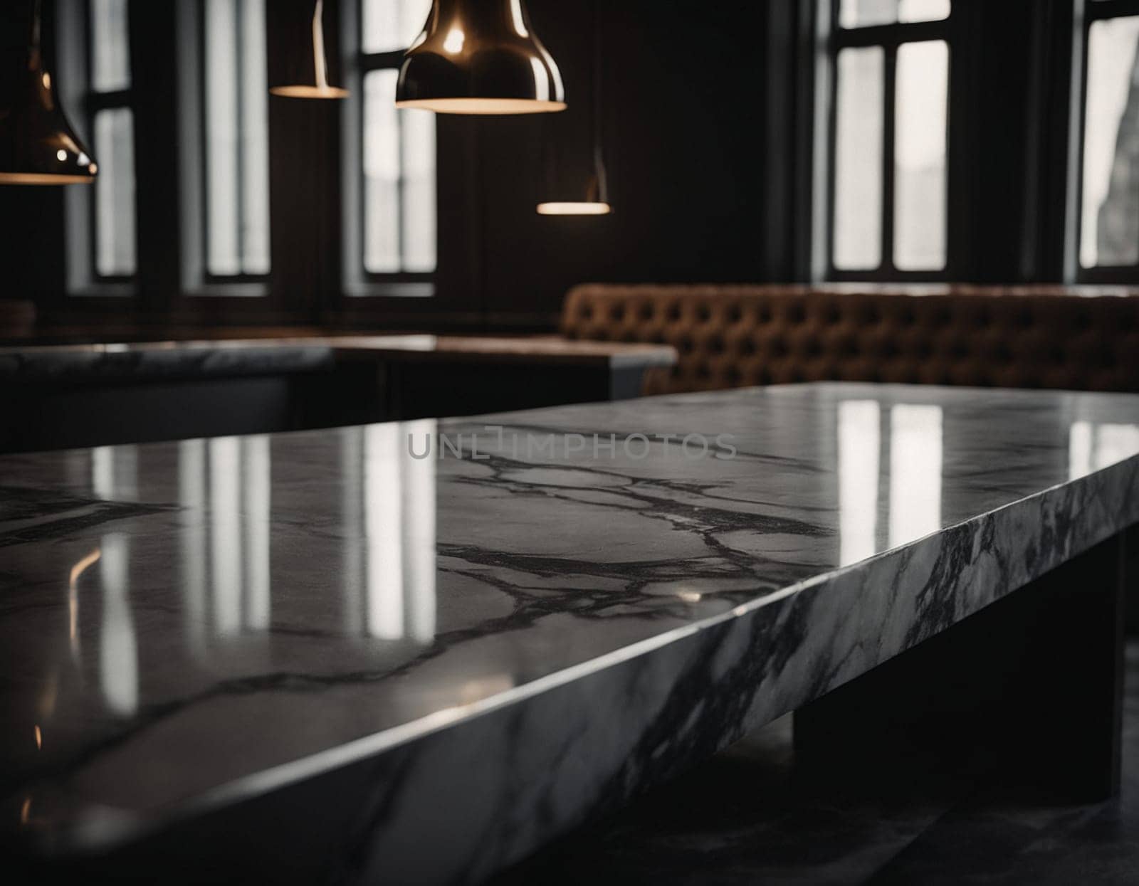 Professional interior design with expensive black marble and granite. Excellent background for presentation and product. High quality illustration