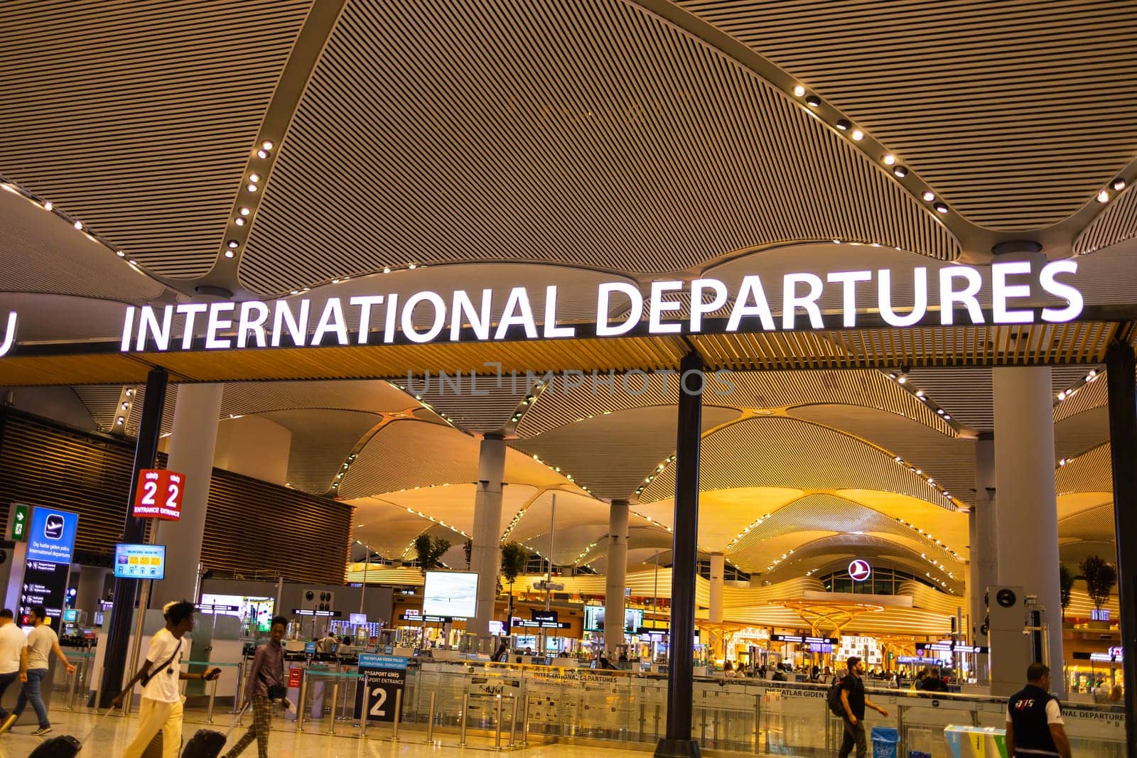 TURKEY, ISTANBUL, 9 AUGUST, 2022: Modern Istanbul International airport interior, Istanbul. Turkey by Satura86