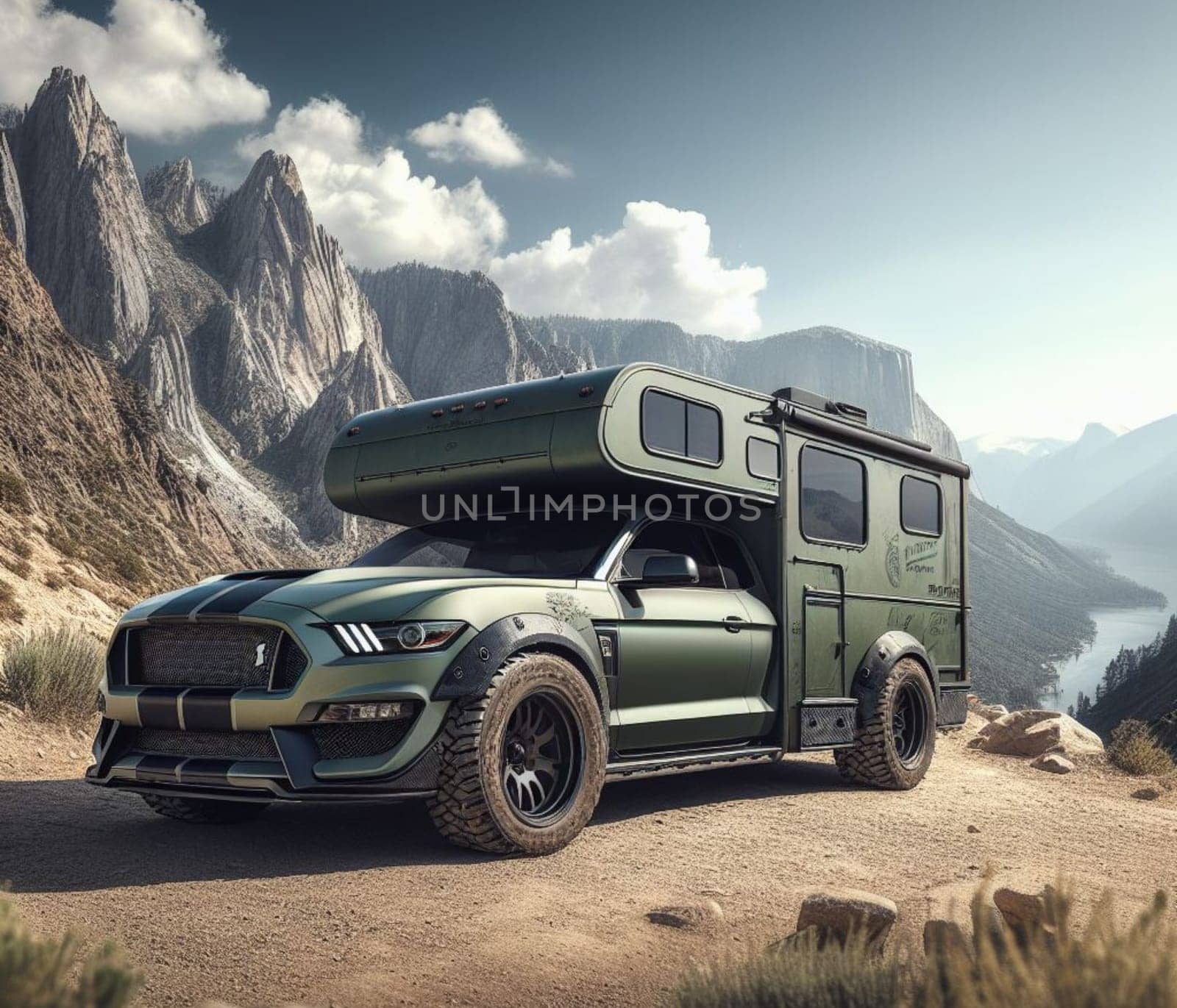 limited edition matte green classic american gt muscle mustang classic car vintage van camper conversion nomadic life weekender