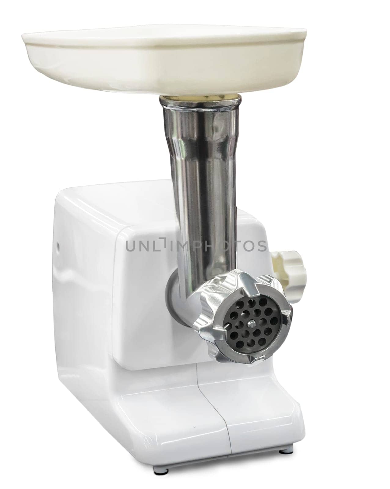 Modern electric meat grinder on a white background. by georgina198