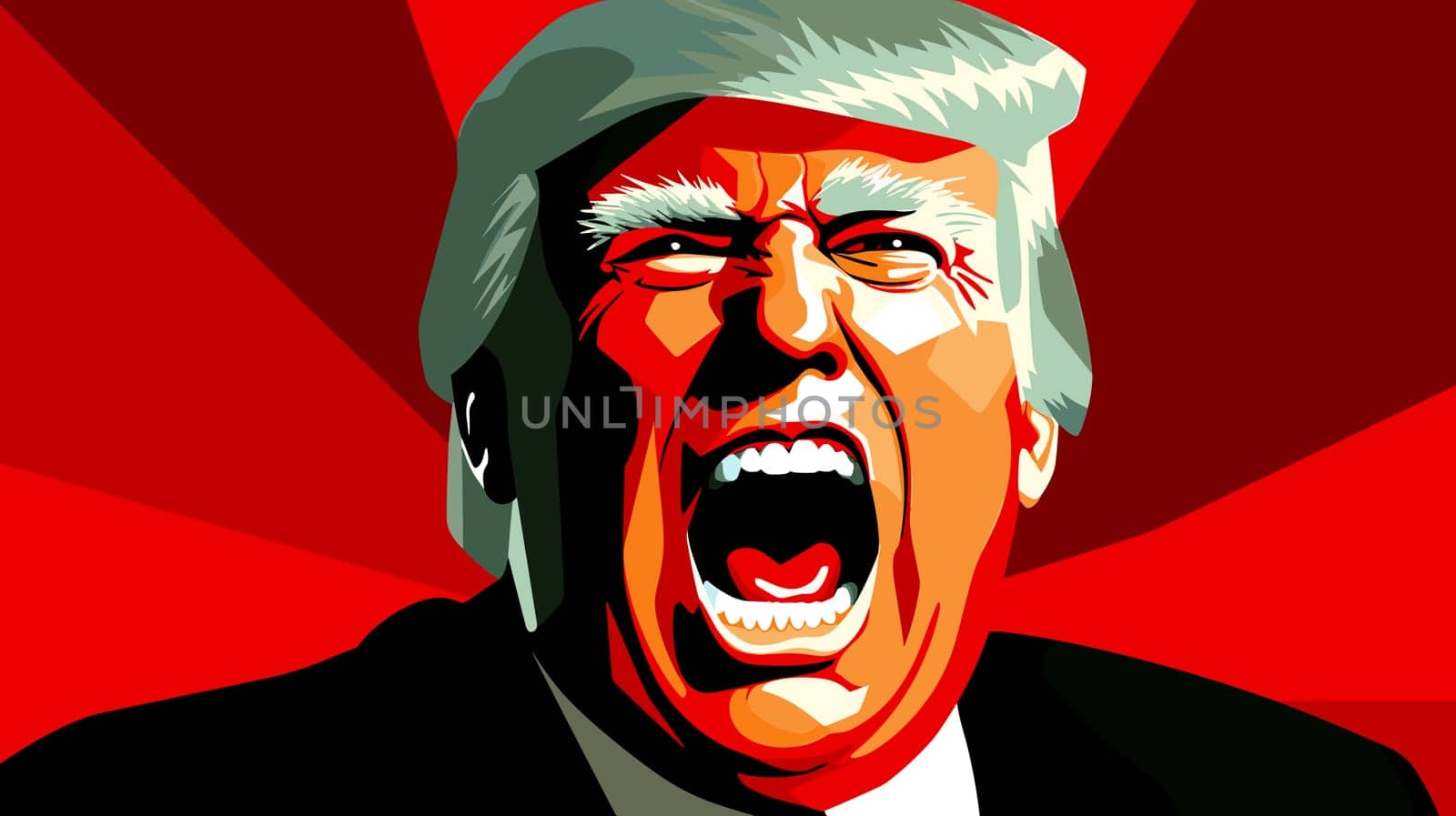 Сaricature portrait of an angry Donald Trump. Making America Great Again