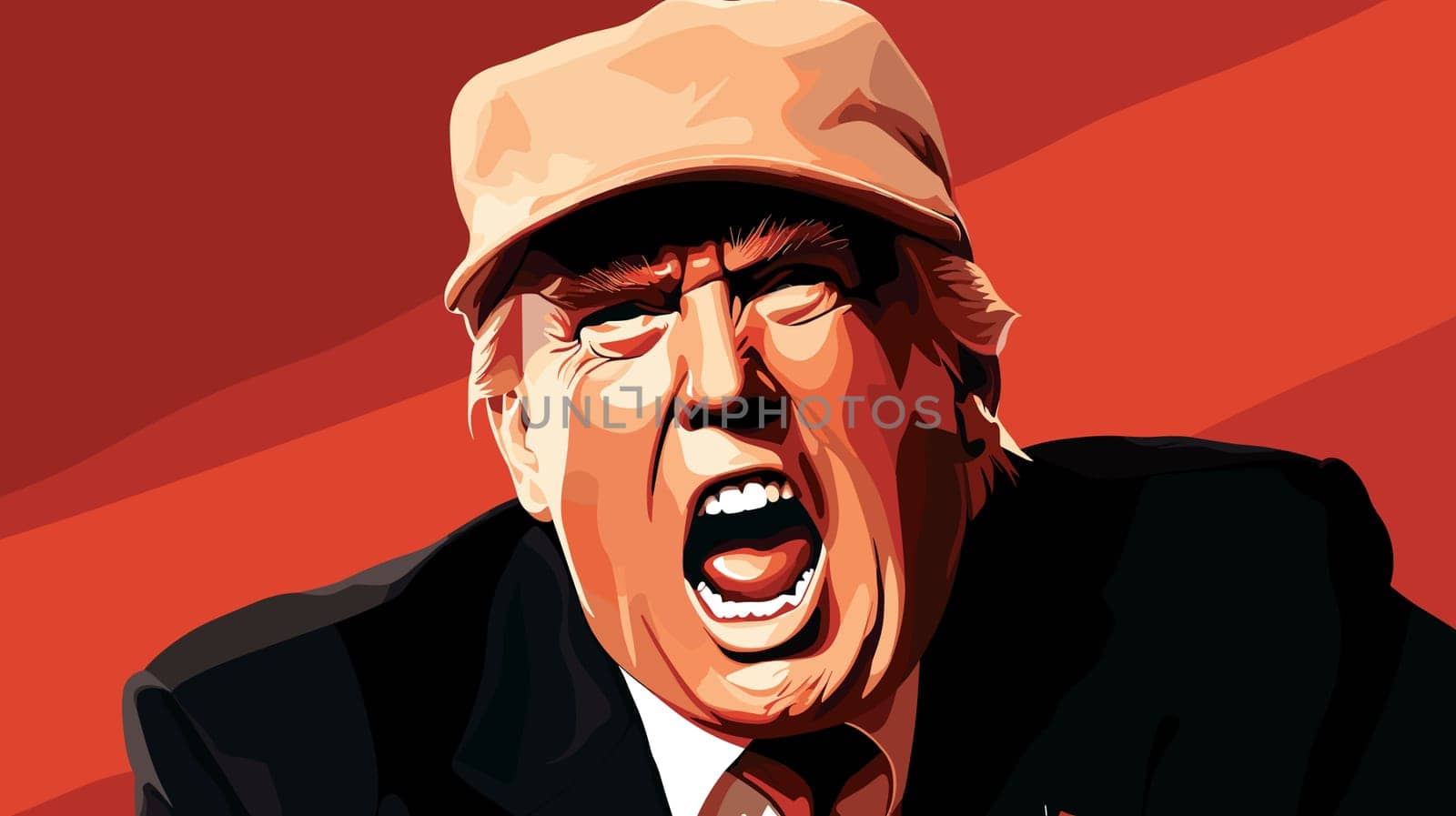 Сaricature portrait of an angry Donald Trump. Making America Great Again