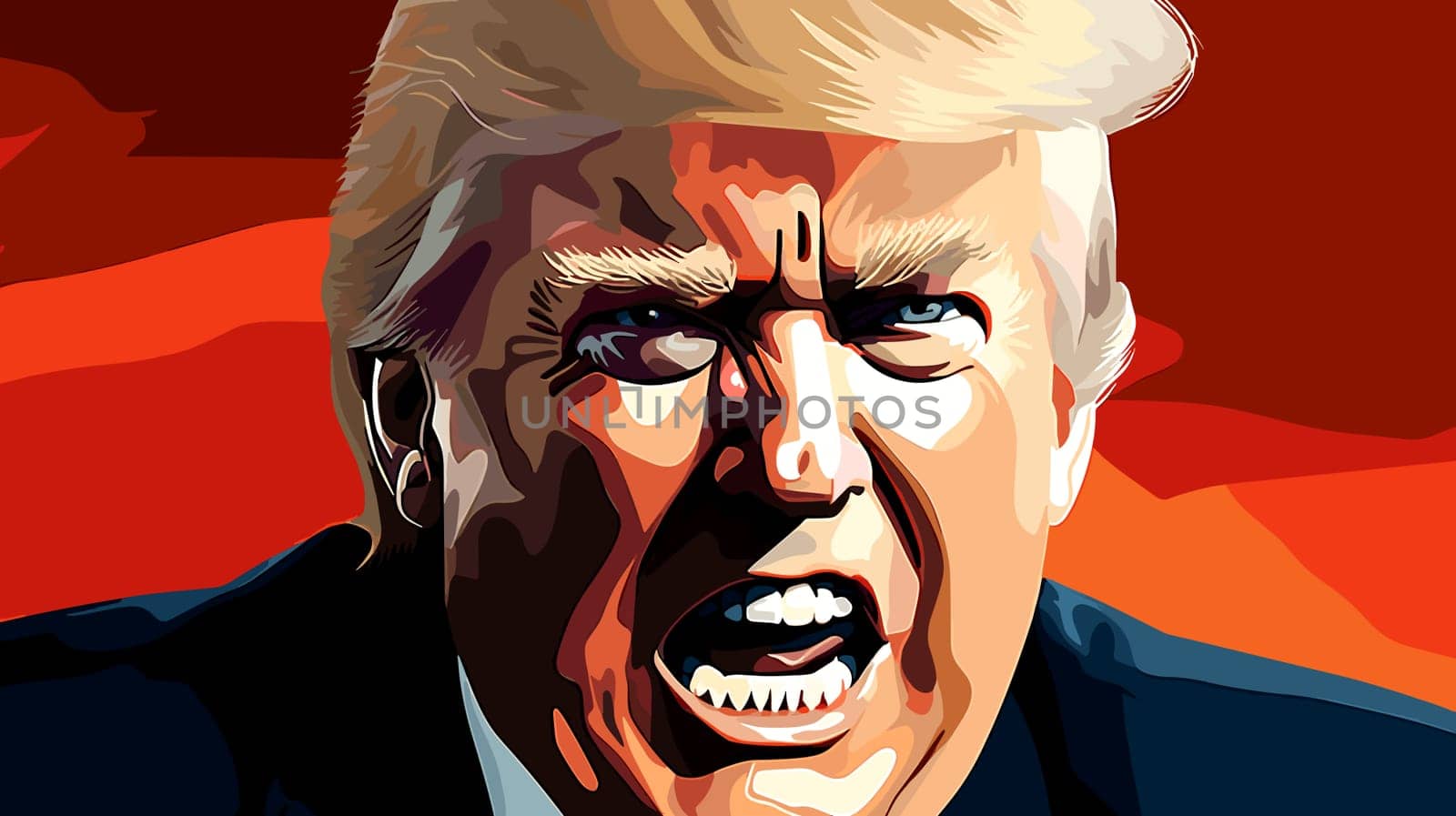 Сaricature portrait of an angry Donald Trump. Making America Great Again