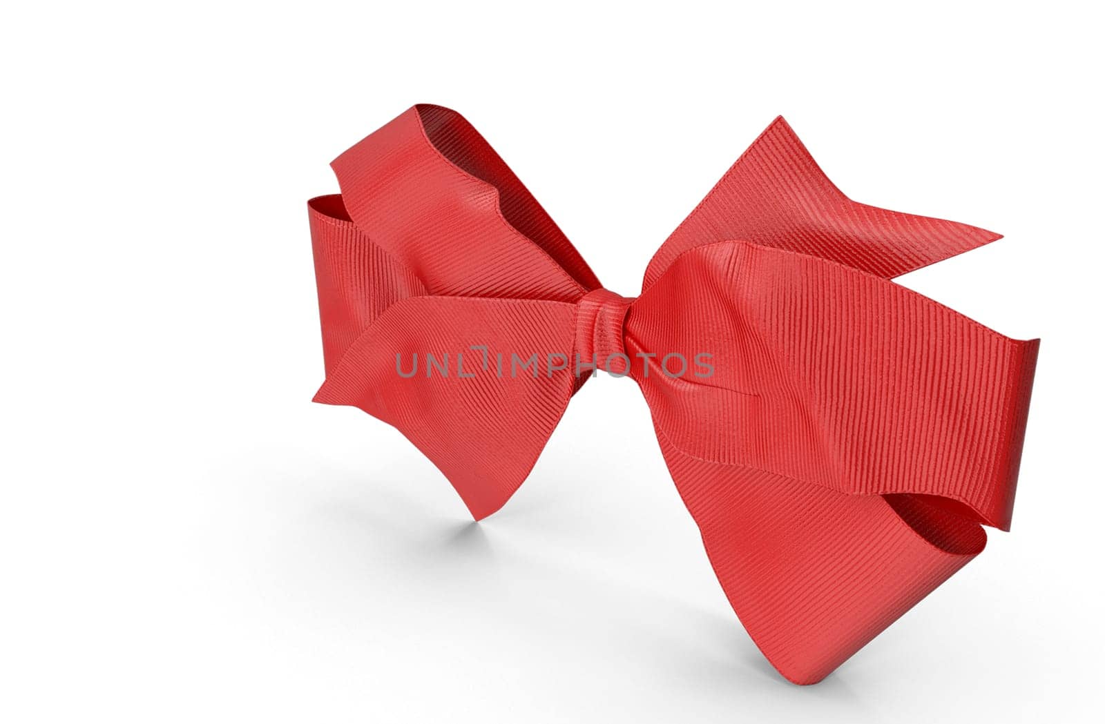 Red tie butterfly on a white background. 3D rendering.