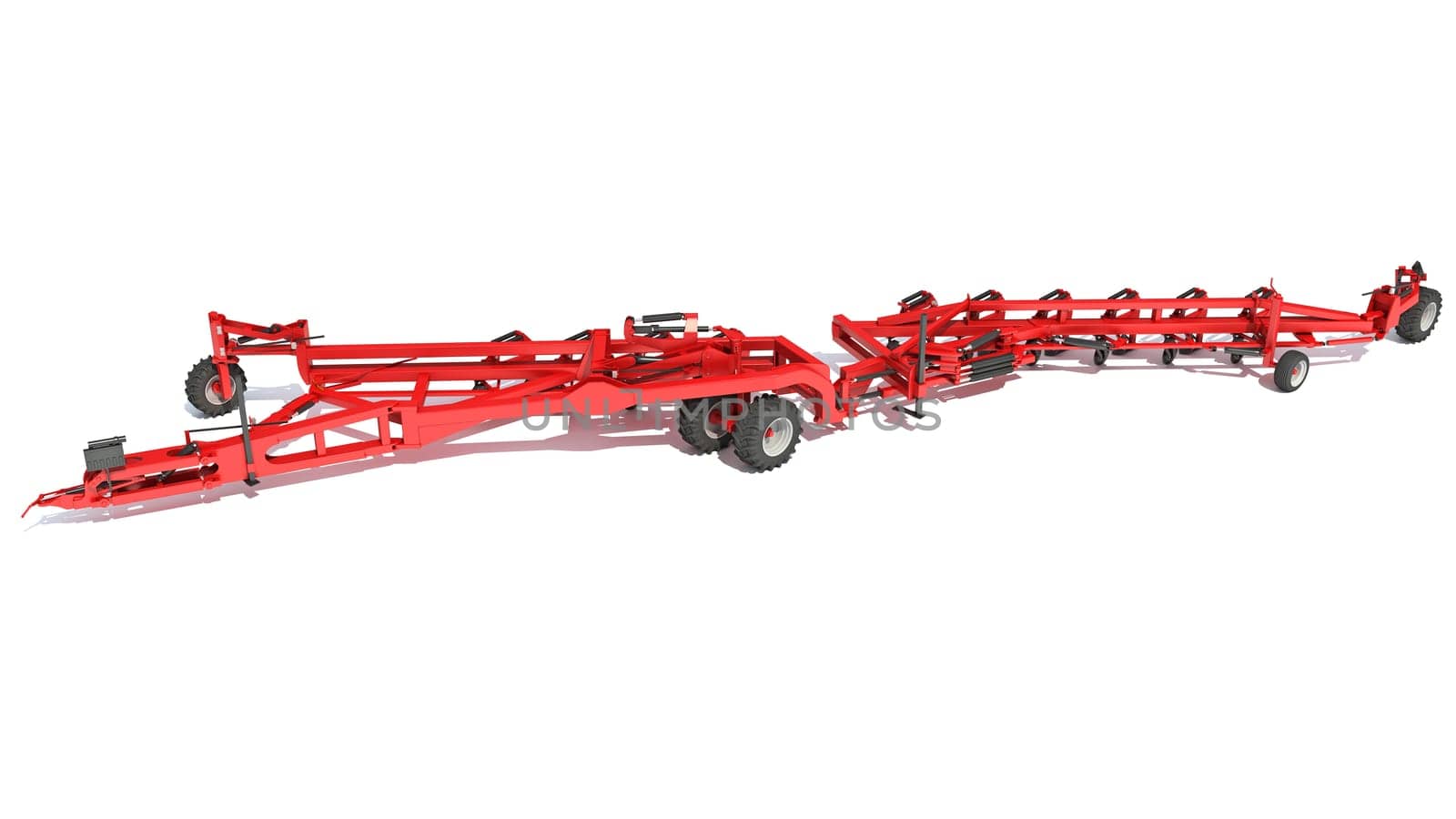 Semi Mounted Plough farm equipment 3D rendering model on white background