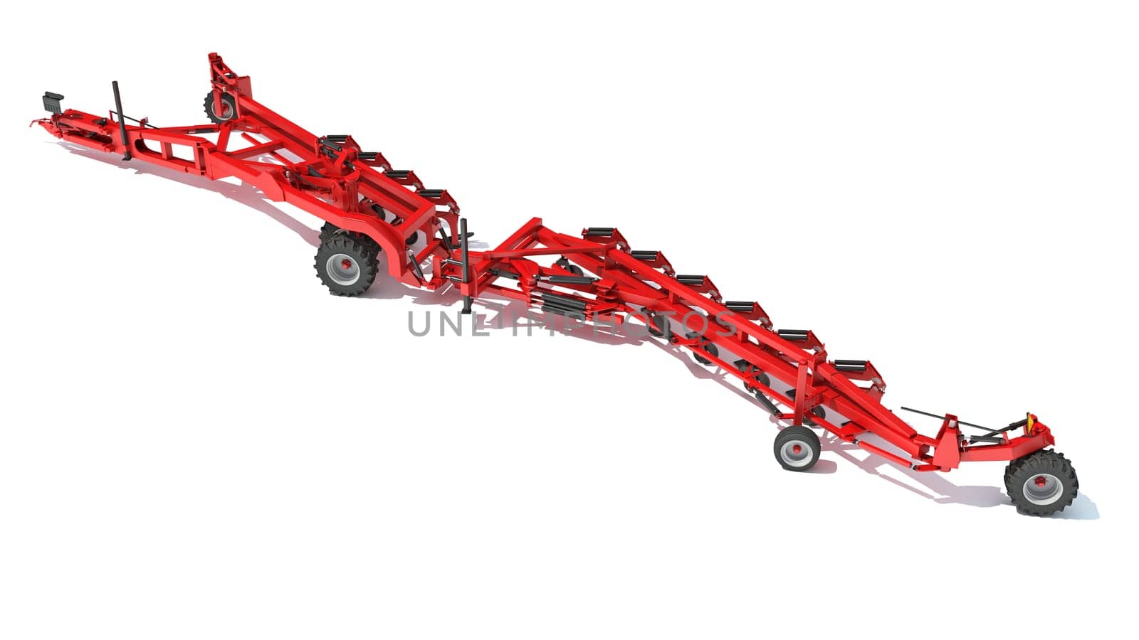 Semi Mounted Plough farm equipment 3D rendering model on white background