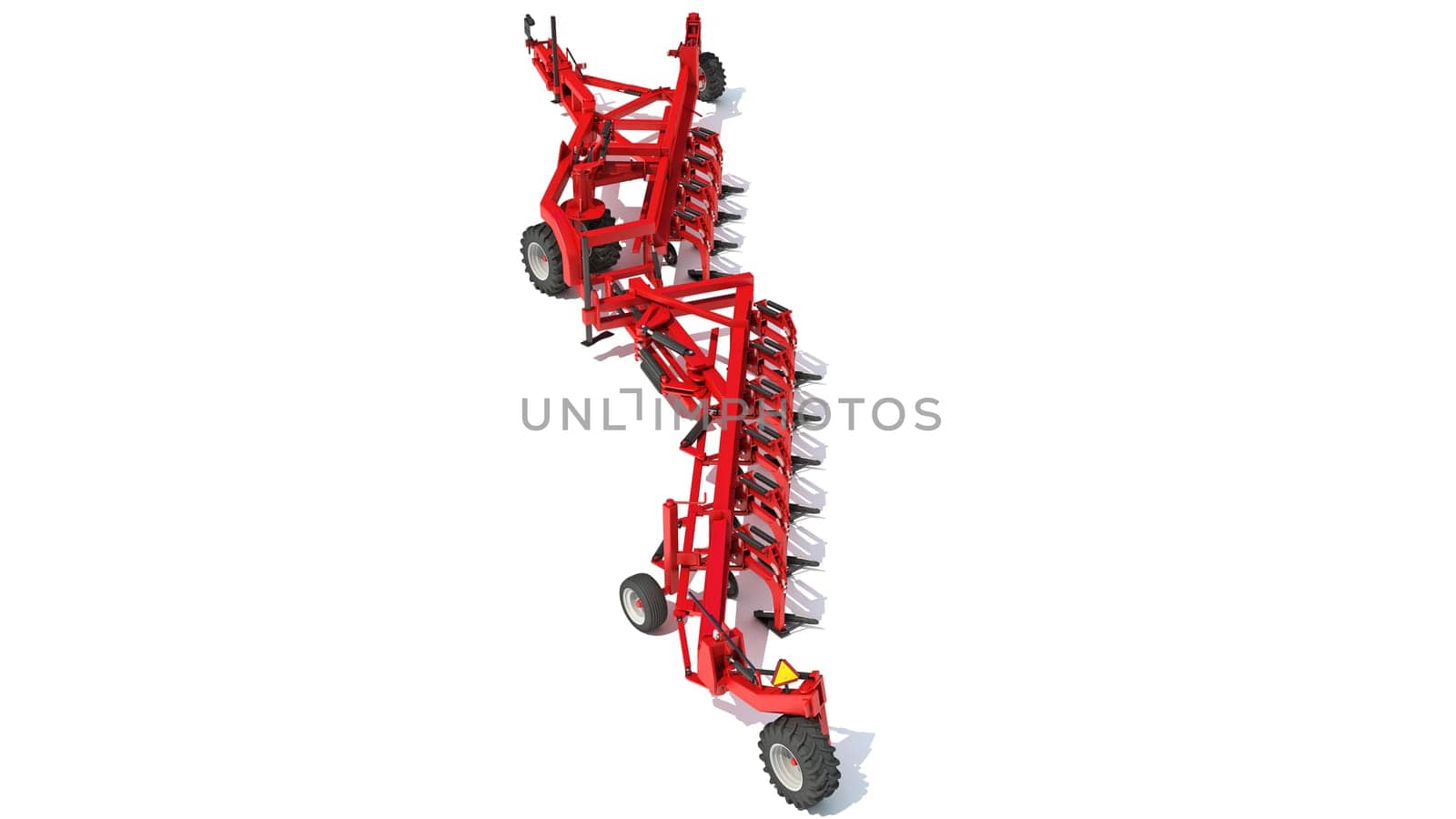 Semi Mounted Plough farm equipment 3D rendering model on white background