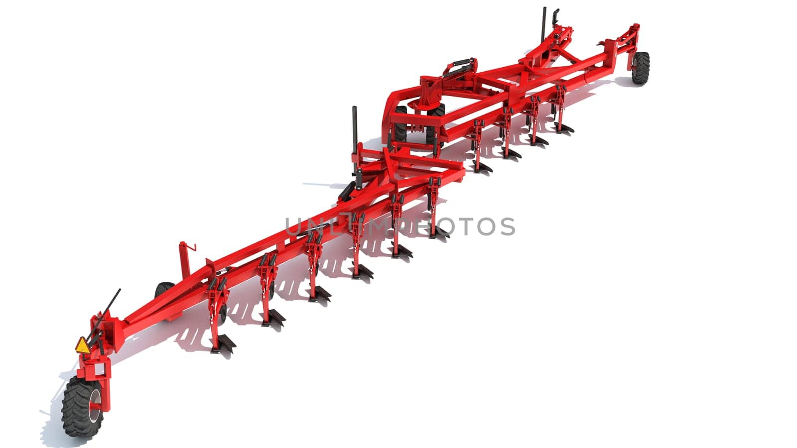 Semi Mounted Plough farm equipment 3D rendering model on white background