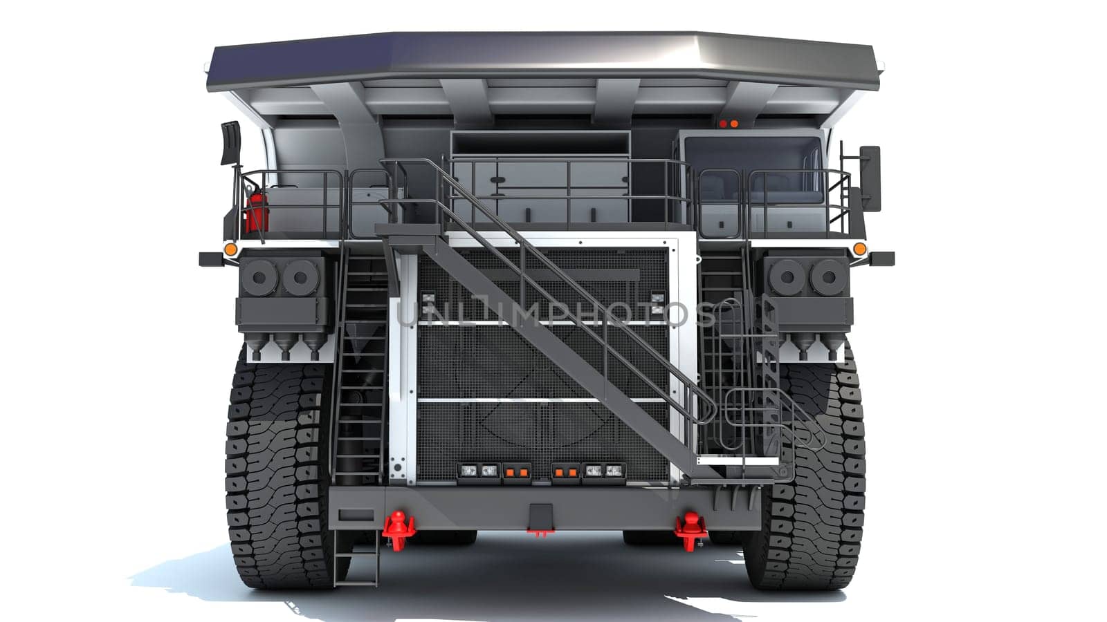 Mining Dump Truck heavy construction machinery 3D rendering on white background by 3DHorse