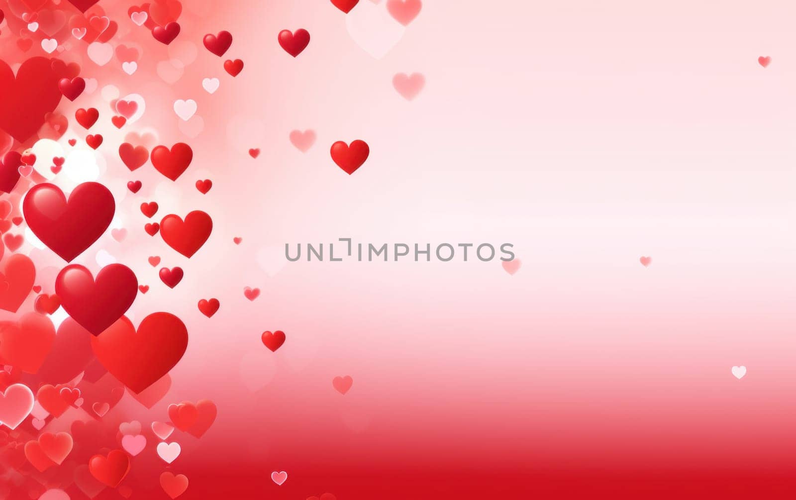 Romantic background template for Valentine's Day with hearts AI