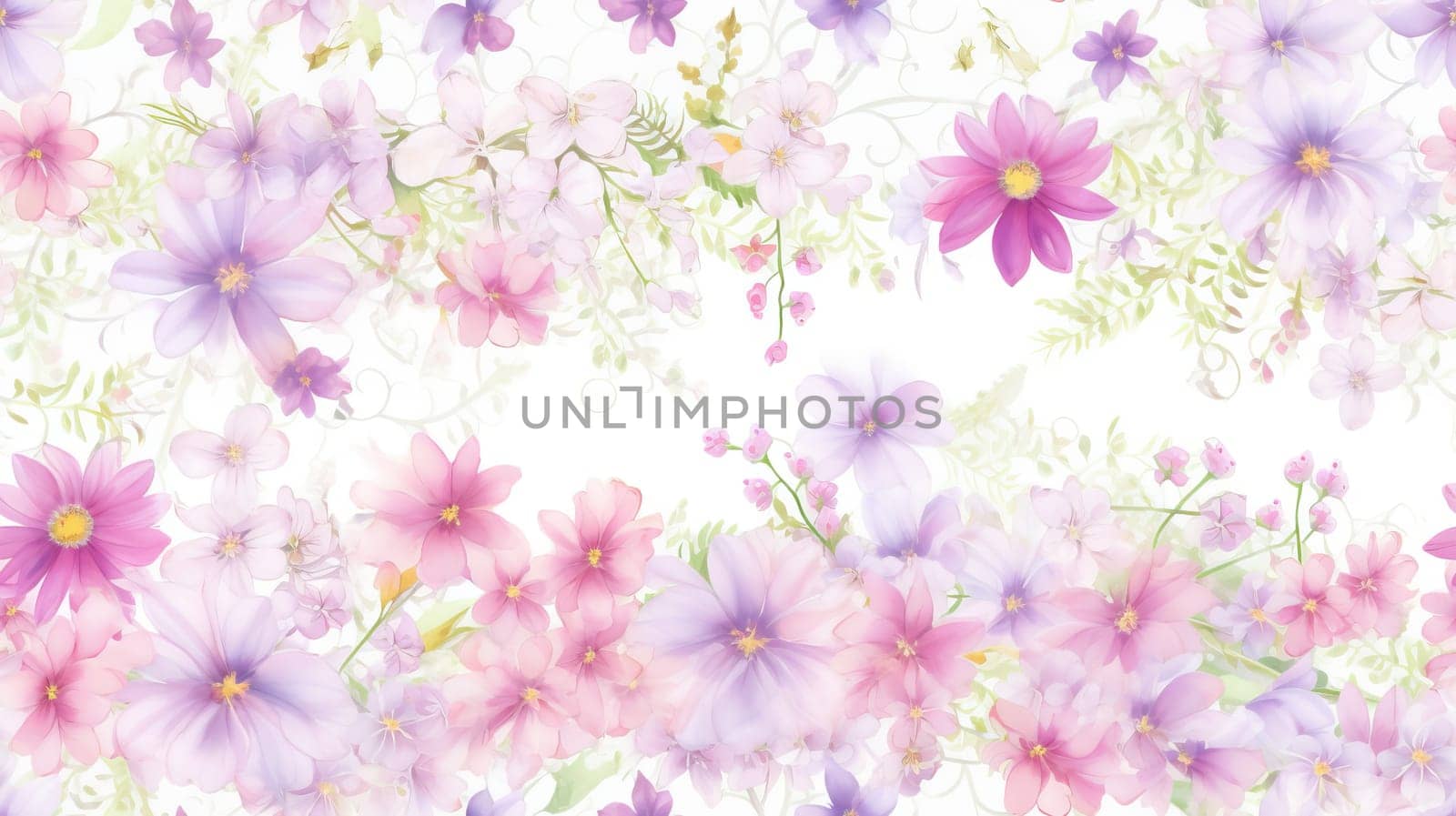 Garden of Flowers. Floral watercolour background in light tonality