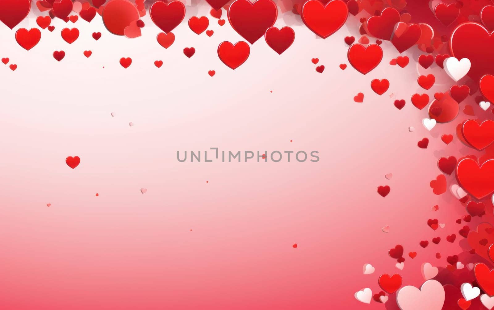 Romantic background template for Valentine's Day with hearts AI