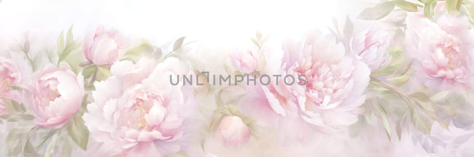 Garden of Flowers. Floral watercolour background in light tonality