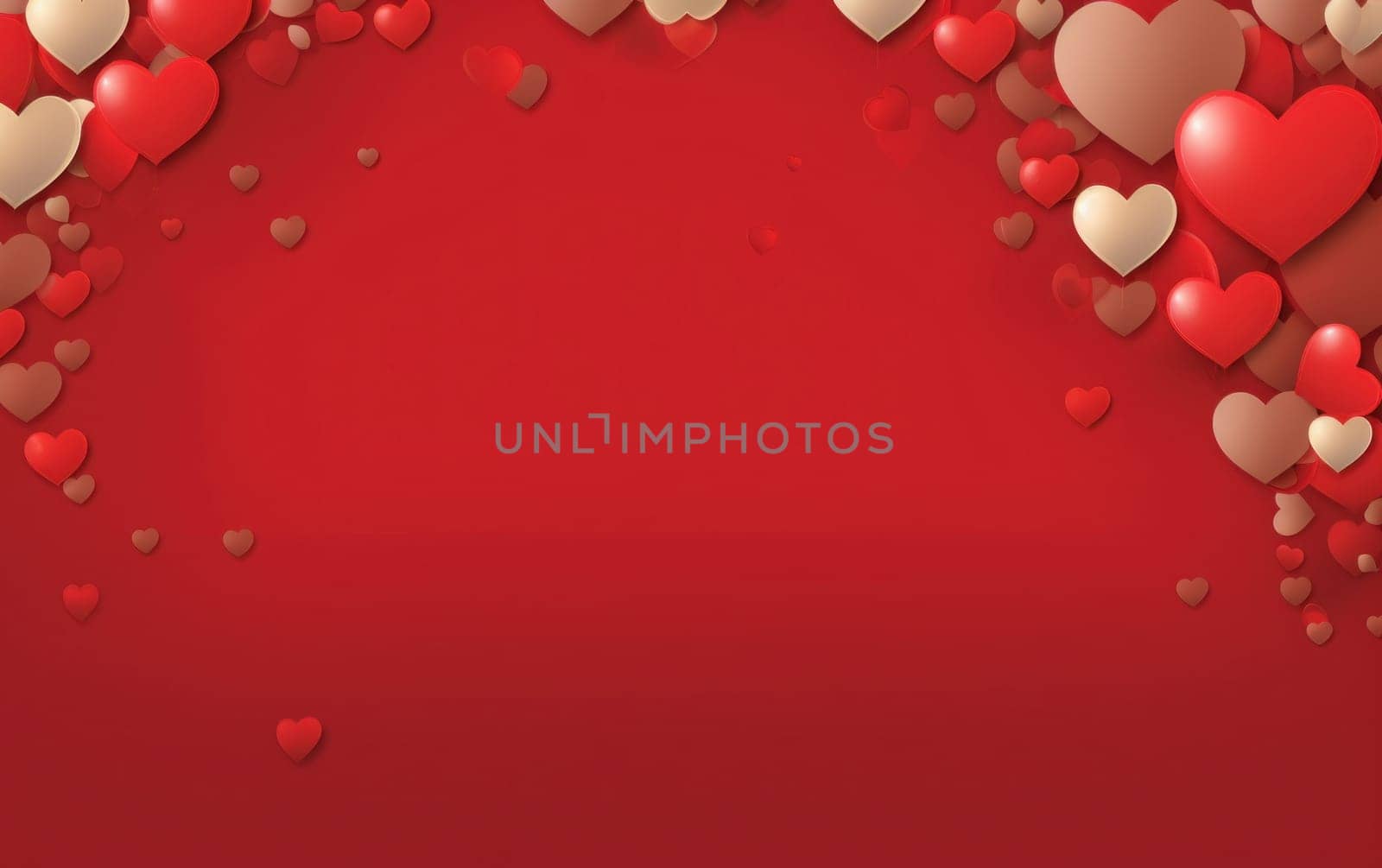 Romantic background template for Valentine's Day with hearts AI