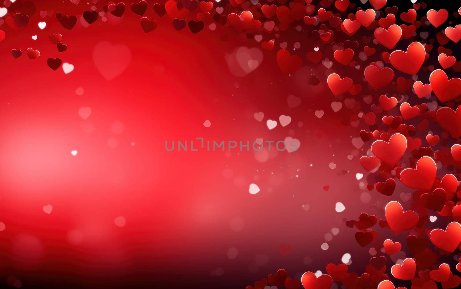 Romantic background template for Valentine's Day with hearts AI