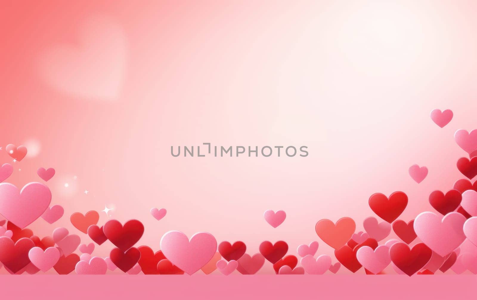 Romantic background template for Valentine's Day with hearts AI