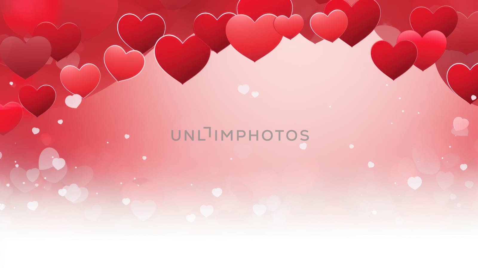 Romantic background template for Valentine's Day with hearts AI