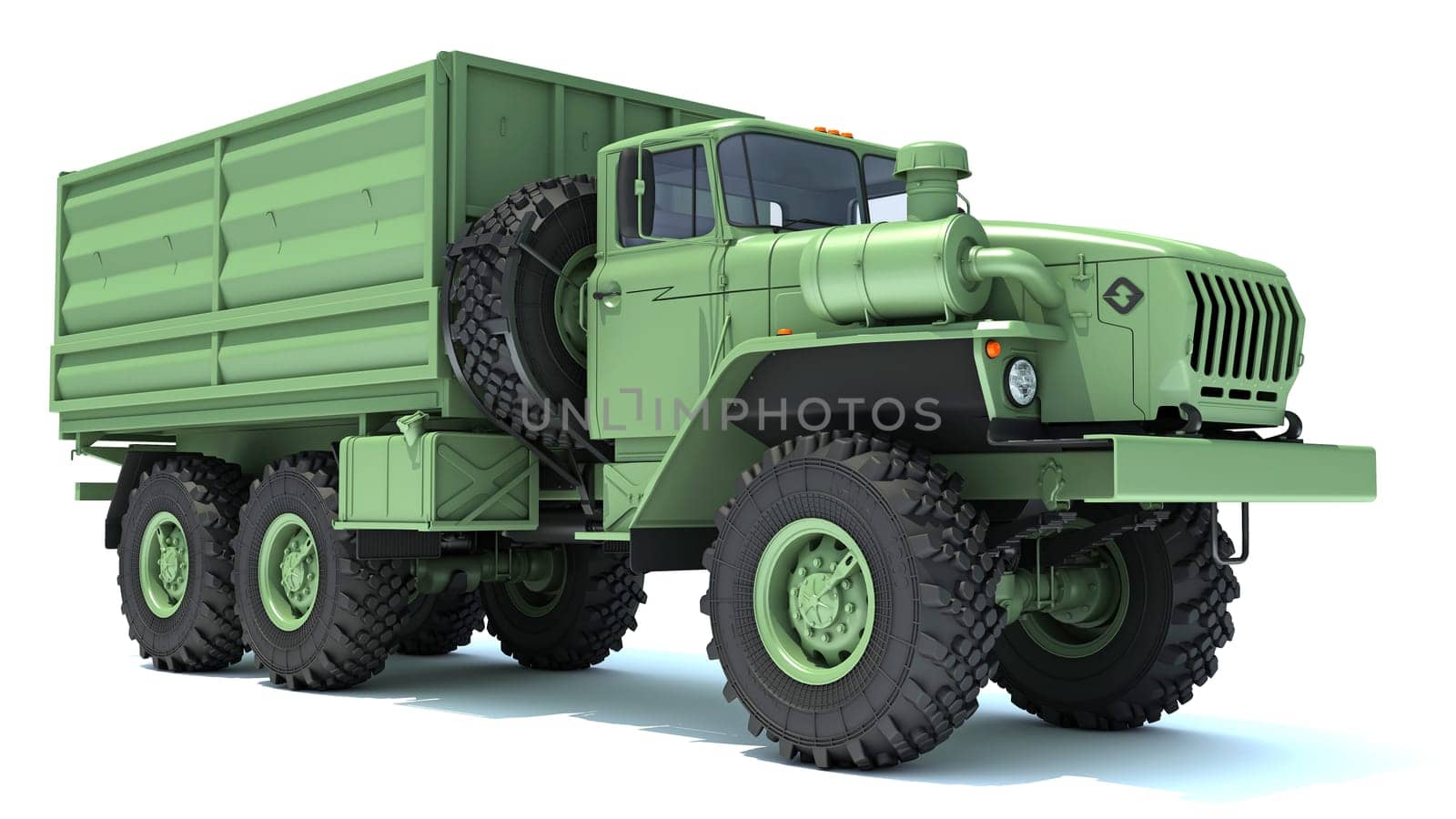 Military Truck Off Road 6x6 3D rendering on white background by 3DHorse